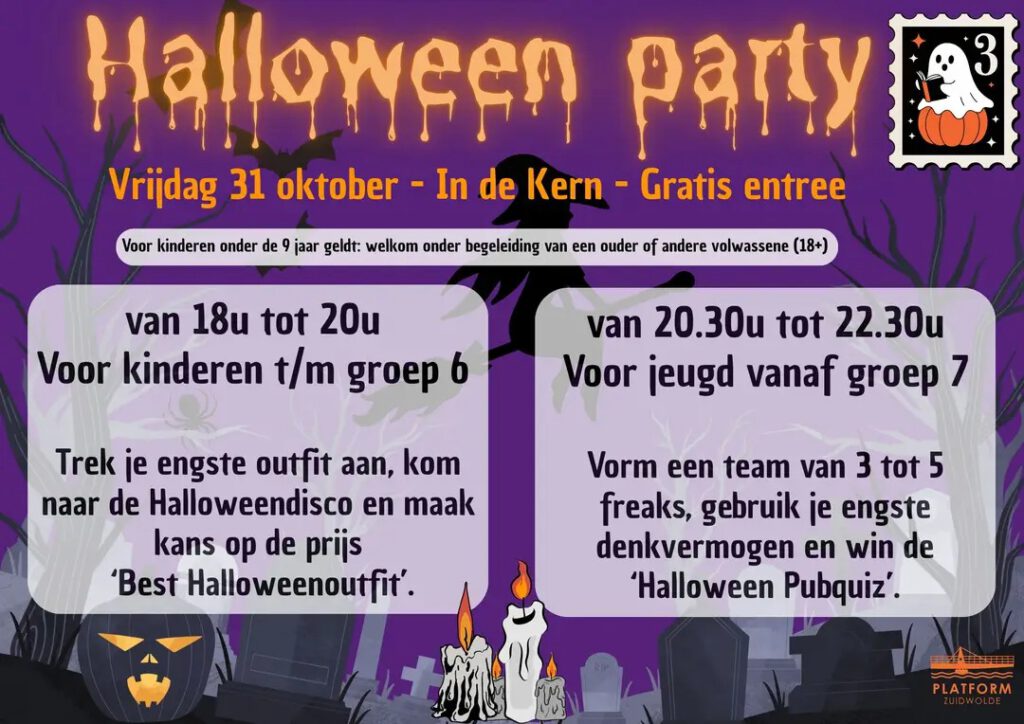 Het is weer zover! Griezelen geblazen tijdens de Halloweenparty 2025 in De Kern!